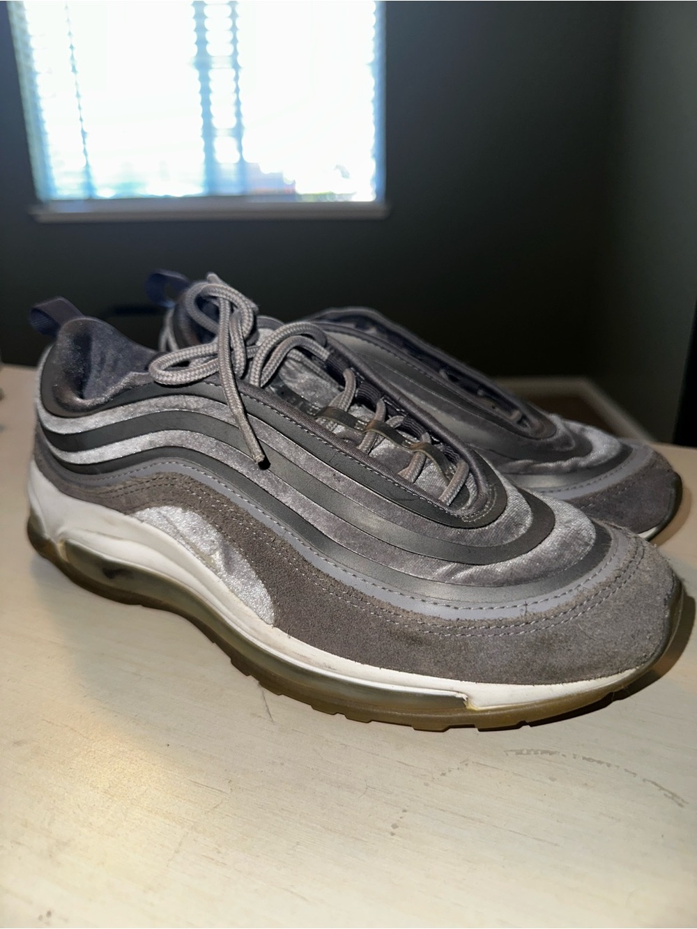 Nike Women's Grey Velvet-Textured Air Max Sneakers